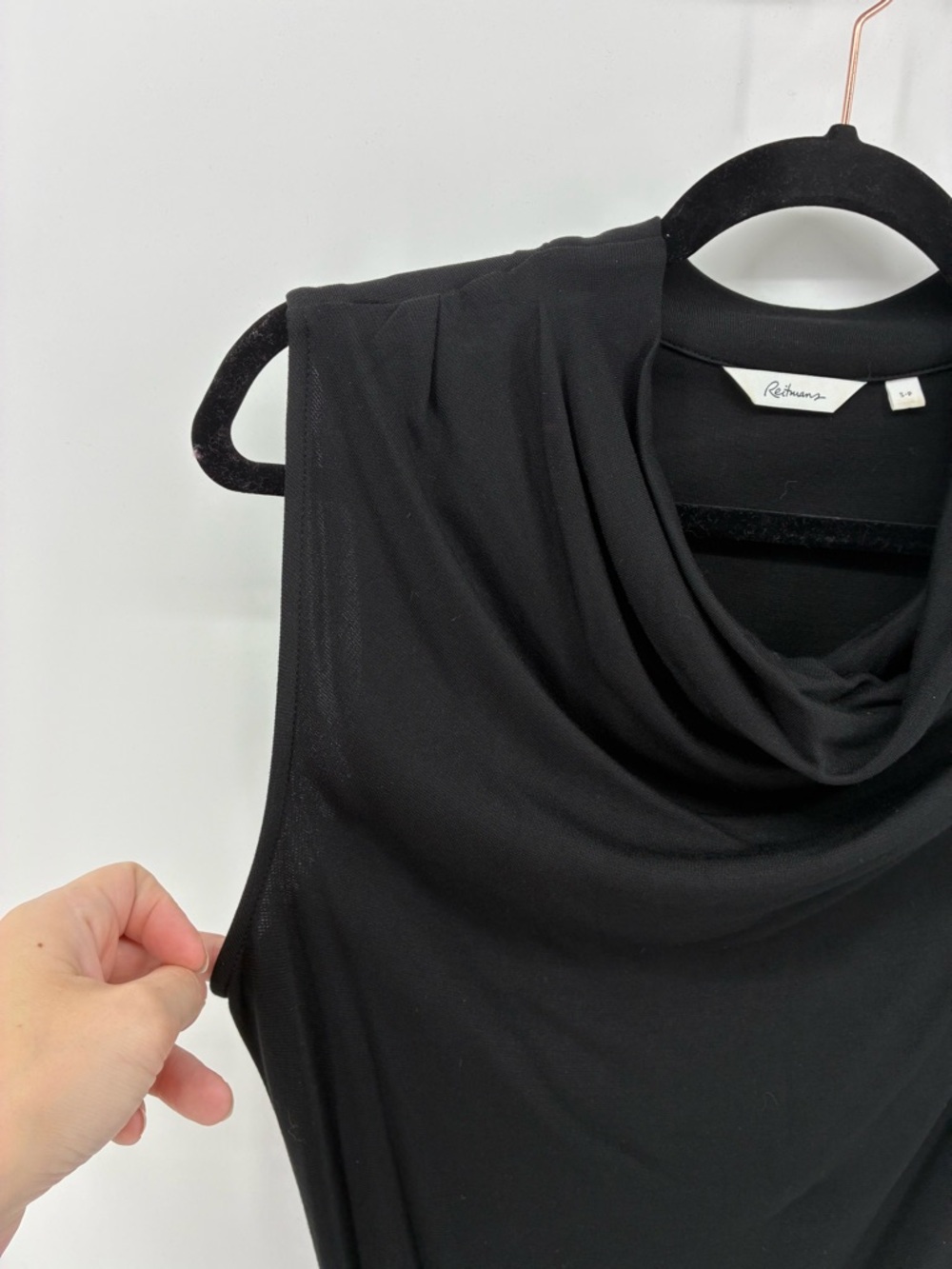 Sleeveless Black Cowl Neck Top - Picture 2 of 8